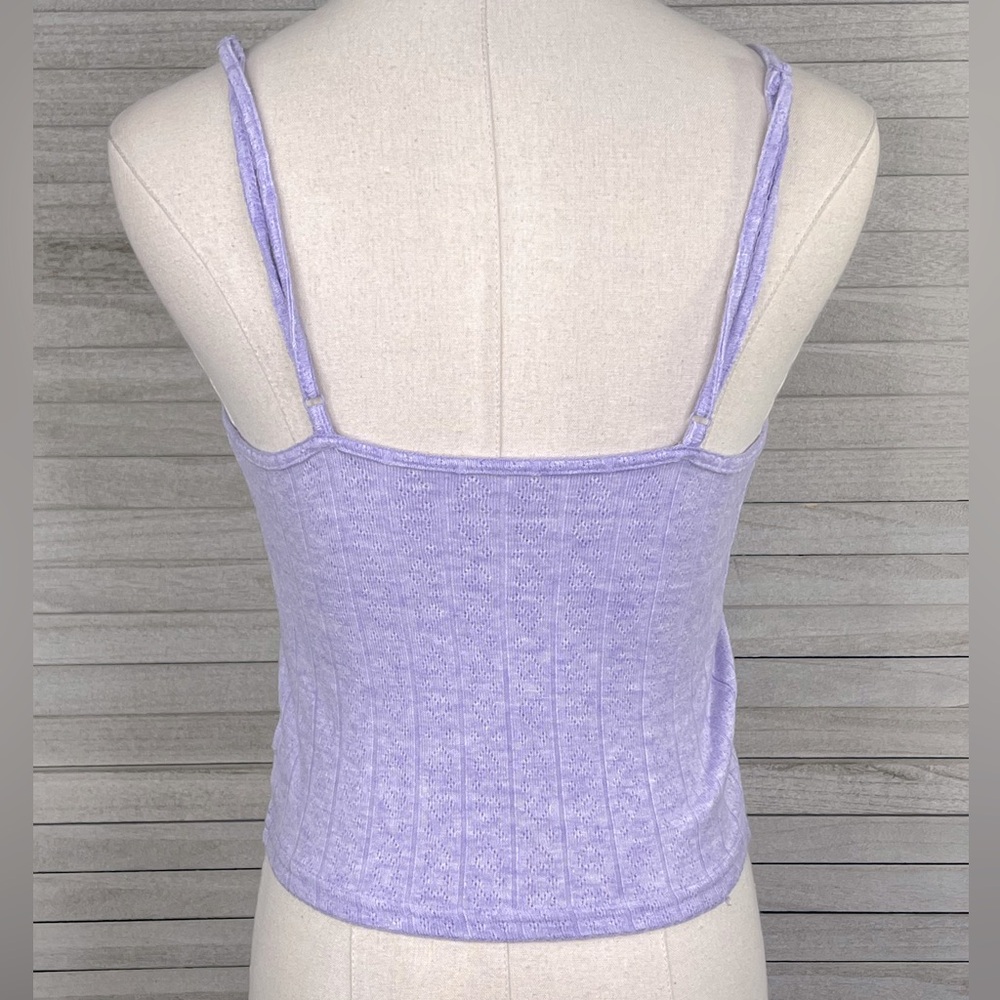 PRIMARK Cropped Cami Top Perforated Heart Design Purple-Small - Picture 3 of 3